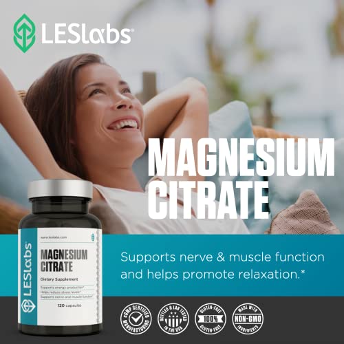 LES Labs Magnesium Citrate Stress Relief, Restful Sleep, Heart Healt