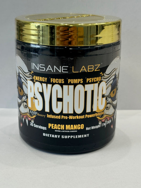 Insane Labz Psychotic Gold Peach Mango Pre Workout 35 Servings 7.1 Ounces