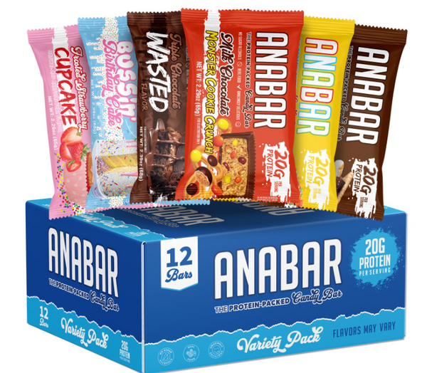 Anabar Protein Bar, Whole Food Performance Bar, Amazing Tasting Protein Bar, Real Food, No Fillers, 20 Grams of Protein (12 Bars, Variety Pack)