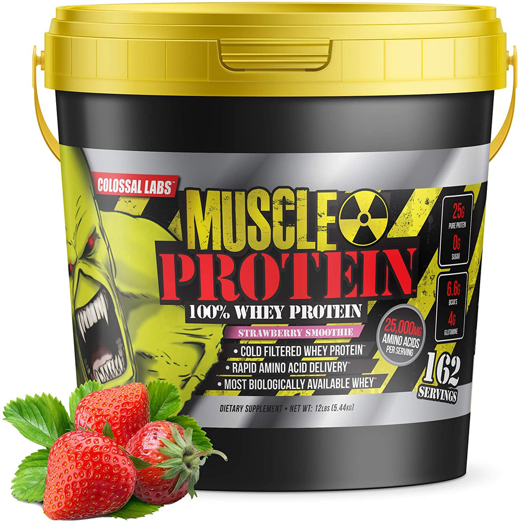 Colossal Labs Monster Muscle Protein Strawberry 12 Pounds 162 Servings 25 Grams