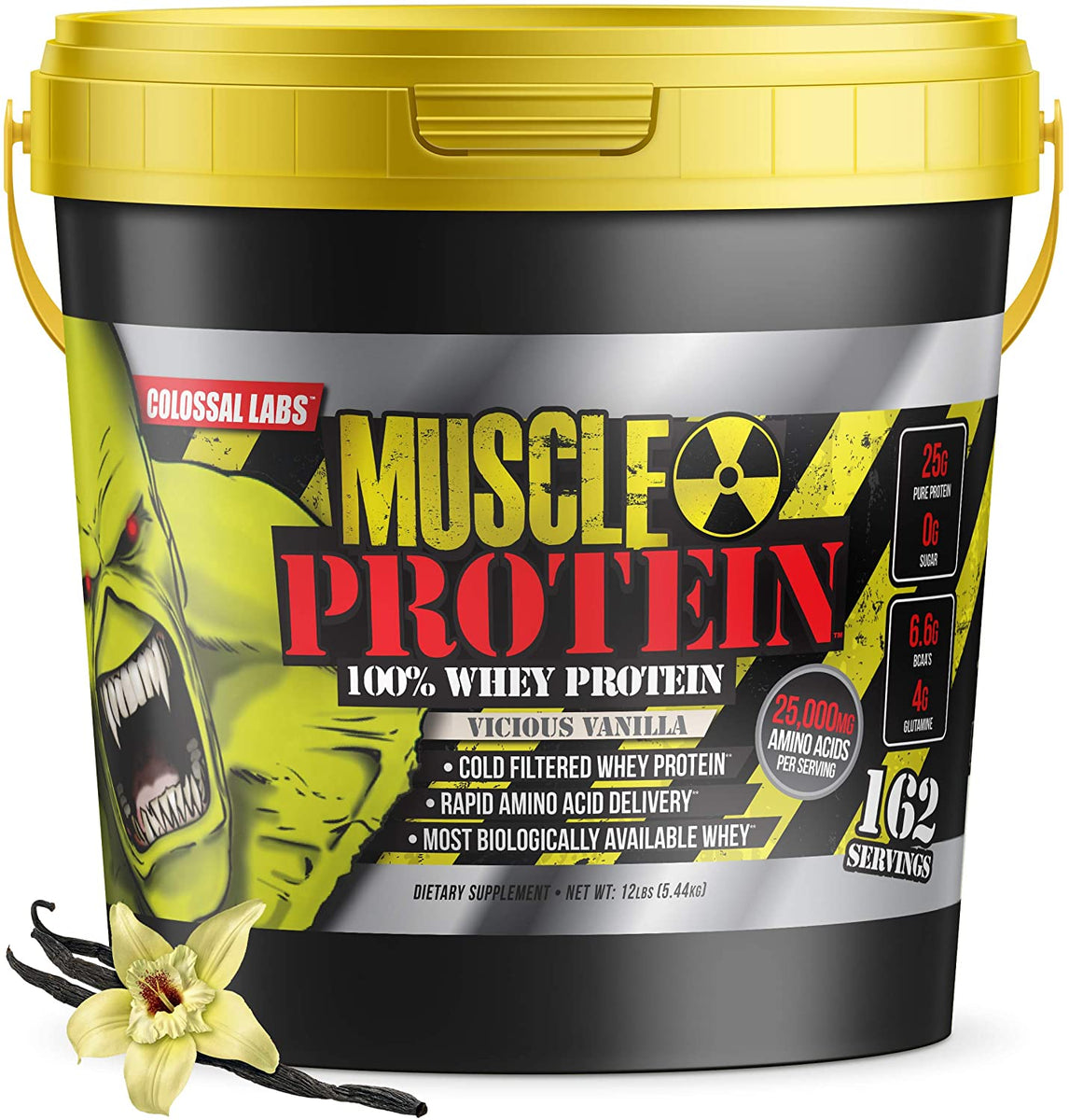 Colossal Labs Monster Muscle Protein Vanilla 12 Pounds 162 Servings 25 ...