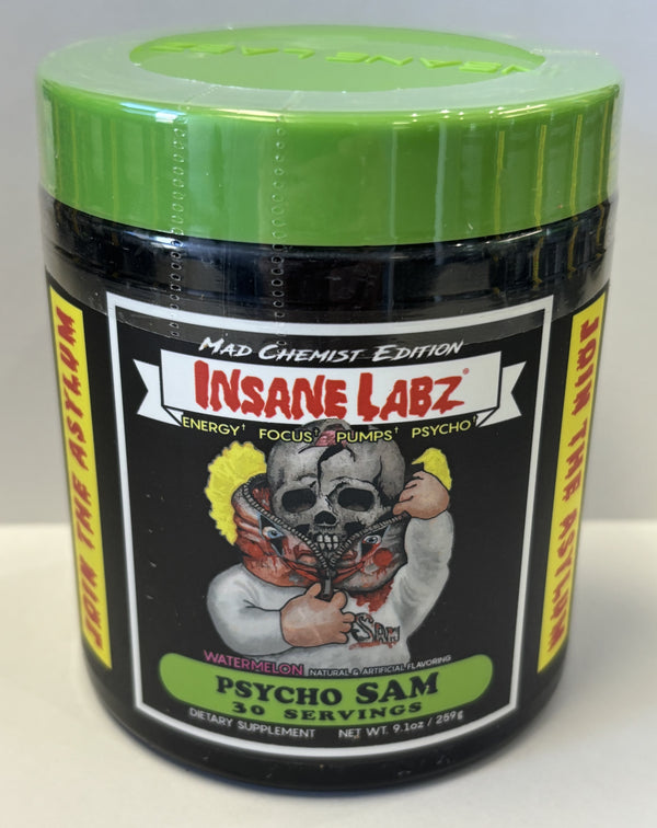Insane Labz Psycho Sam Pre Workout Watermelon 30 Servings 8.2 oz