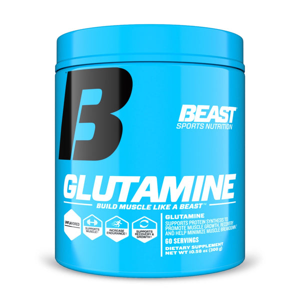 Beast Sports Nutrition Glutamine, Unflavored - 10.58 oz - Build & Maintain Muscle. - Promotes Recovery & Growth - 60 Servings