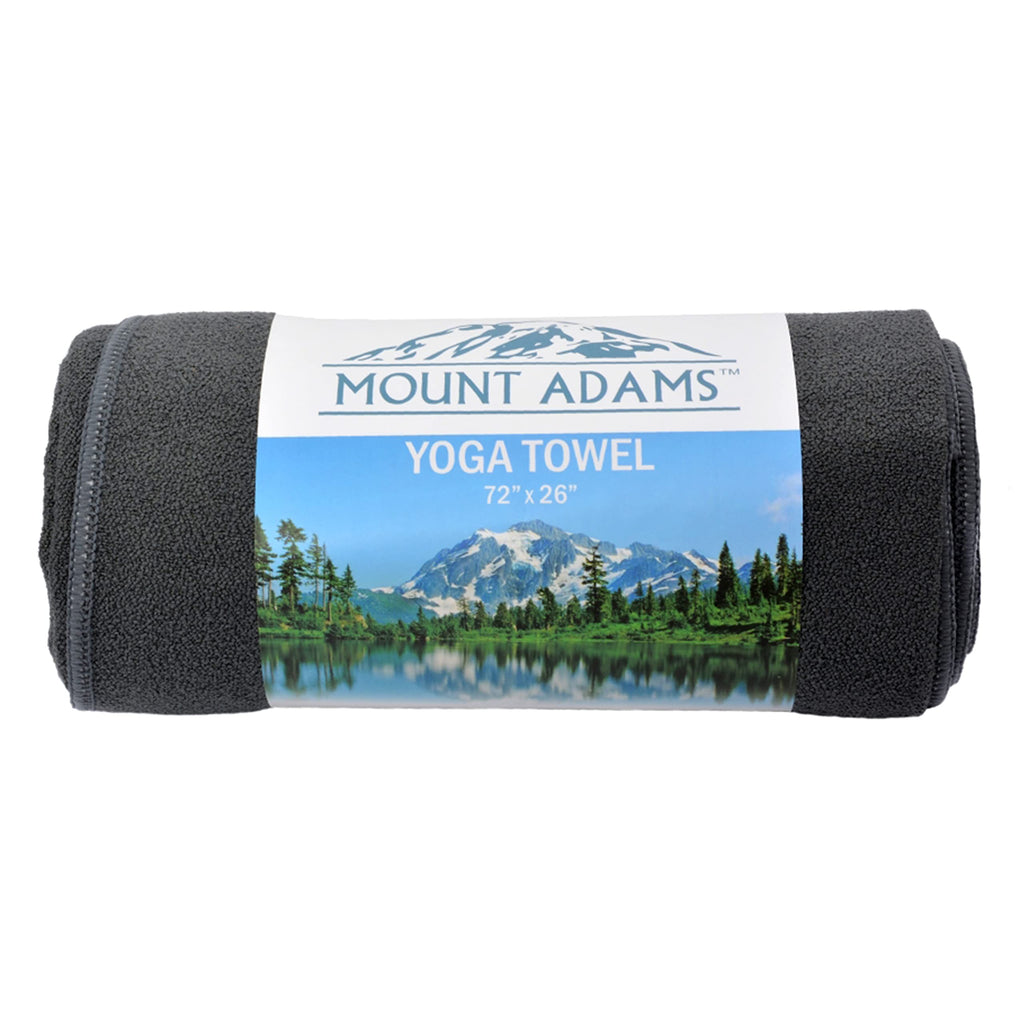 Mount Adams Yoga Mat Towel, 72 by 26 Inches, Super Absorbent Microfiber Towel for Hot Yoga, Non Slip Yoga Towel, Gym Towel for Workout, Sports, Exercise, and Fitness, Gray, Pack of 1