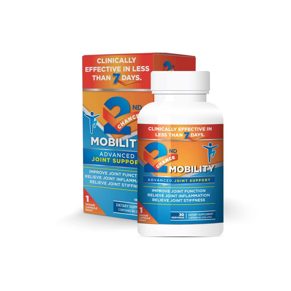 2ND Chance Mobility Advanced Joint Support Supplement - Turmeric, Resveratrol, Boswellia Serrata Extract, UC-II Collagen - Vitamins and Nutrients for Back, Limbs, Hip, & Knee - 30 Count