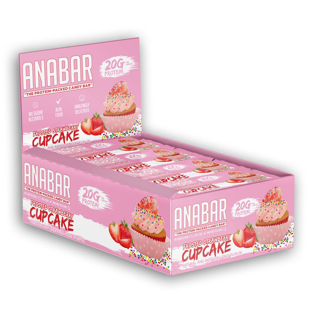 Anabar Protein Bar, Protein Packed Candy Bar, Amazing Tasting Protein Bar, Real Food, No Fillers, 21 Grams of Protein, No Sugar Alcohol (12 Bars, Strawberry Cupcake)