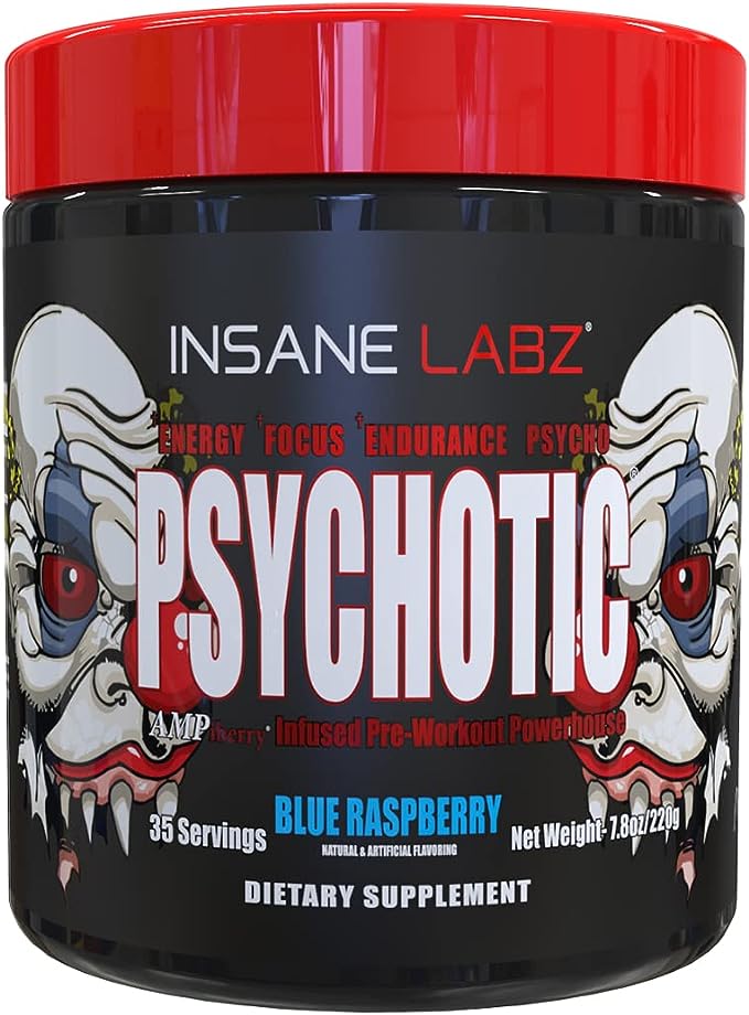 Insane Labz Psychotic - Pre Workout Powder - 35 Servings - Blue Raspberry