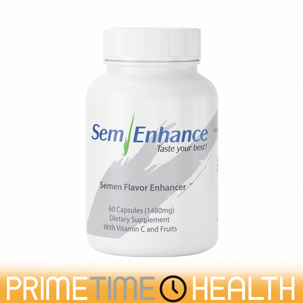 Bottle of SemEnhance, Taste Your Best, Semen Flavor Enhancer, 60 Capsules, Dietary Supplement, with Vitamin C and Fruits
