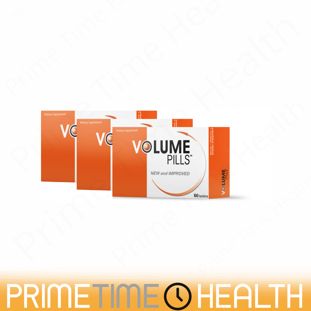 Orange and White Color Box Front Side Volume Pills Dietary Supplement New and Improved 60 Tablets Three Month Supply