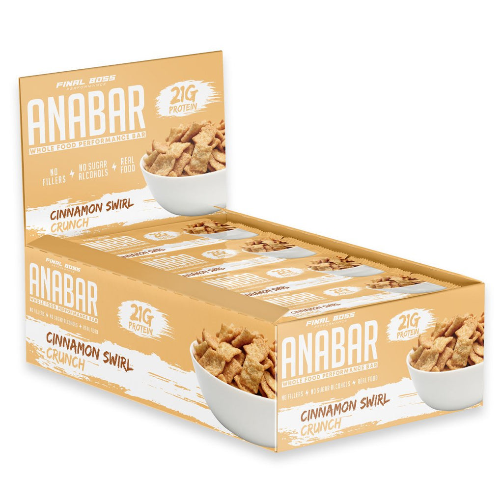 Anabar Cinnamon Swirl Crunch 12 Protein Bars Final Boss Performance 21 Grams