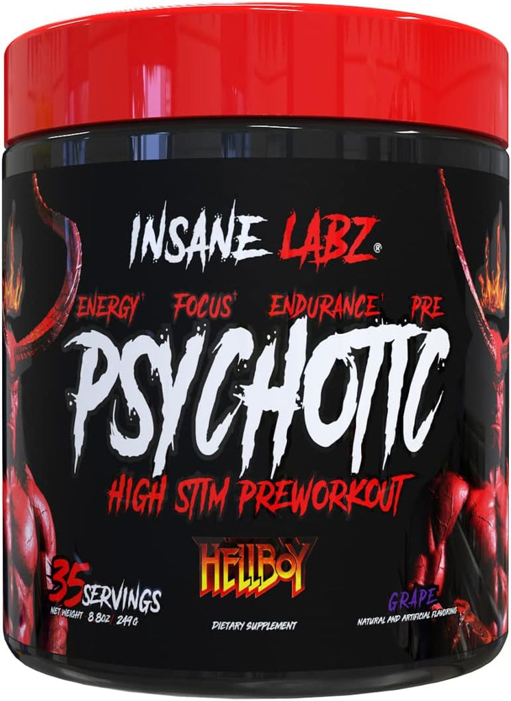 Insane Labz Psychotic Hellboy 35 Servings High Stim Pre Energy NO Booster, Grape