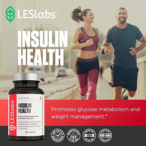 LES Labs Insulin Health – Metabolic Health, Glucose Support, Lipid & Carbohydrate Metabolism – Berberine, Chromium, Olive Leaf, Alpha Lipoic Acid & Vanadium – 60 Capsules