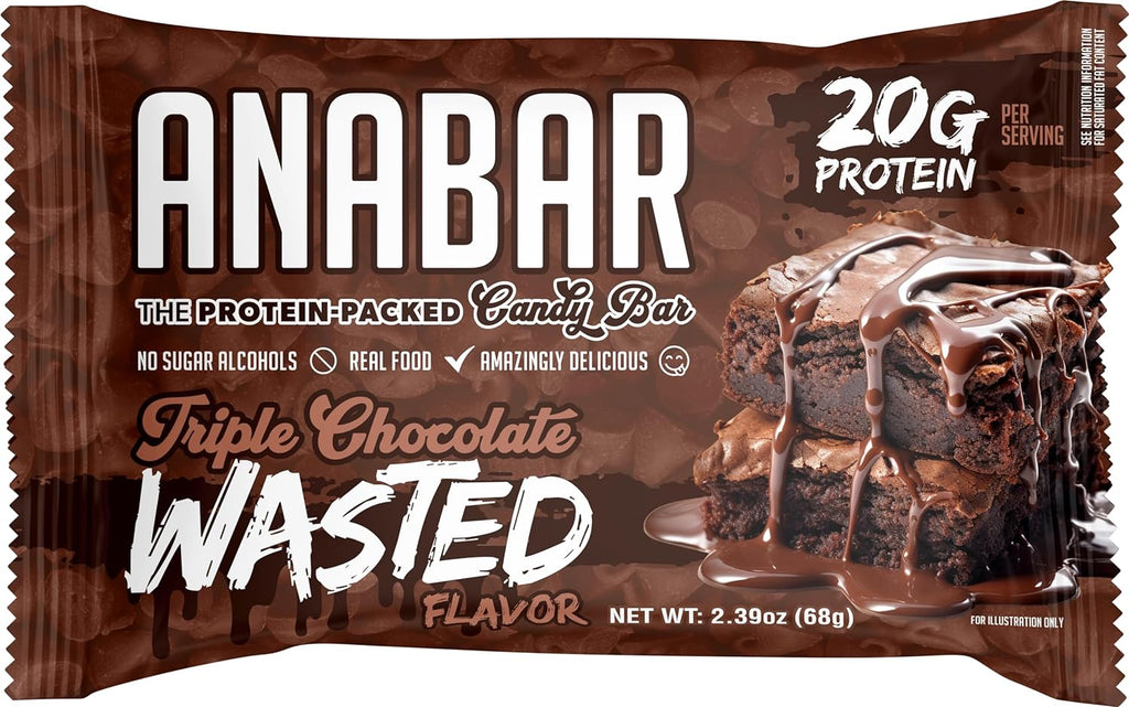 Anabar Protein Bar New Triple Chocolate Wasted, 1 Bar, 20 Grams of Protein