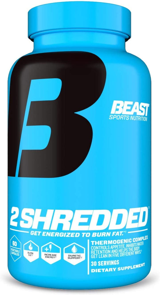 Beast Sports Nutrition – 2 Shredded – Thermogenic Weight Loss Supplement – Supports Healthy Thyroid – Increases Daily Energy – 60 Veggie Caps