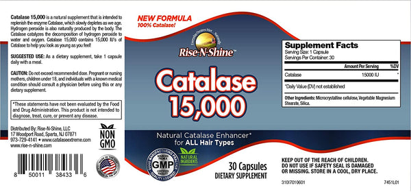 Catalase 15,000 Pure Only Antioxidant Enzyme 30 Capsules Small Acid Re ...