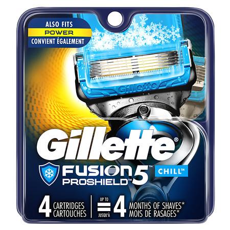 Gillette Fusion 5 ProShield CHILL Refills 4 Cartridges Fits All Fusion 5 Handles