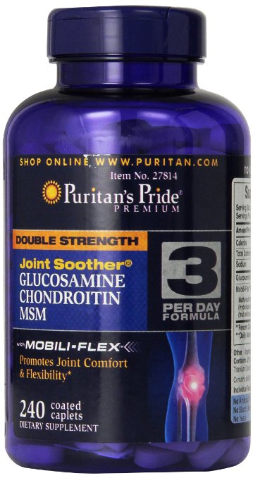 Glucosamine, Chondroitin & MSM Joint 240 Caplets Puritan's Pride Double Strength