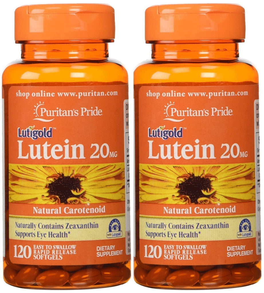 Lutein 20 Mg with Zeaxanthin 2-pack Puritan's Pride 120 Softgels (240 Total)