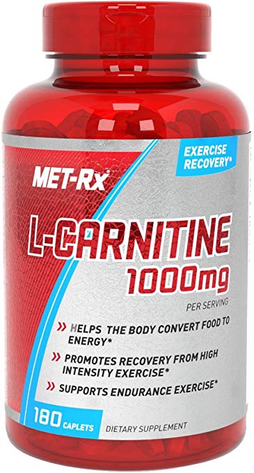MET-Rx L-Carnitine 1000 Supplement, Supports Muscle Recovery, 180 Caplets
