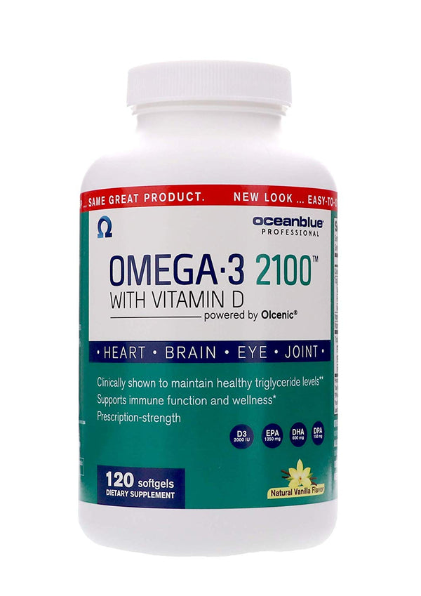 Ocean Blue Omega-3 2100 Olcenic Blend with Vitamin D Vanilla Flavor 120 Count