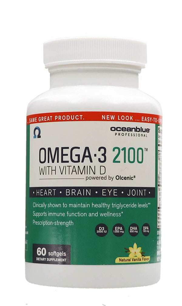 Ocean Blue Omega-3 2100 Olcenic Blend with Vitamin D Vanilla Flavor 60 Count