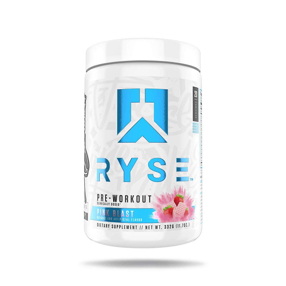 Ryse PRE Workout | Ryse Up Supplements | 20 Servings (Pink Blast)